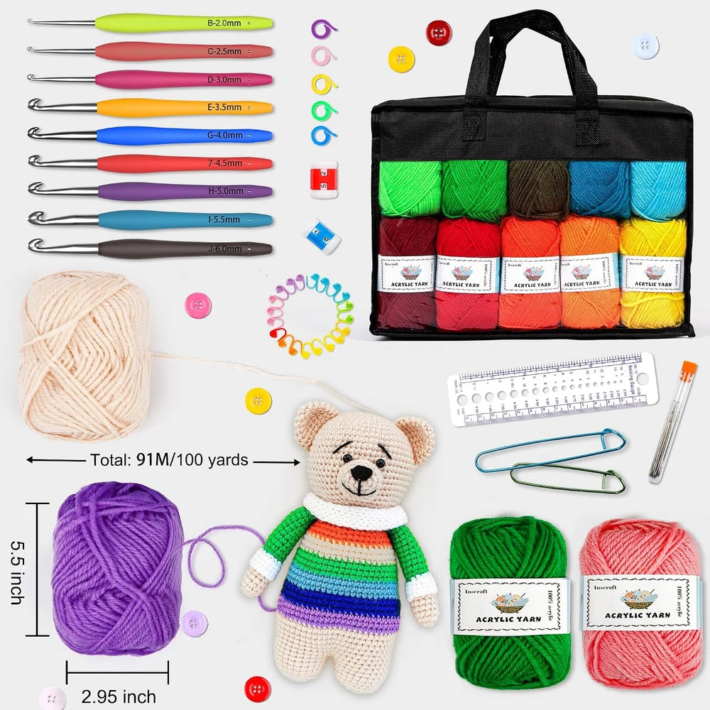 Beginner Crochet Yarn and Accessories Kit