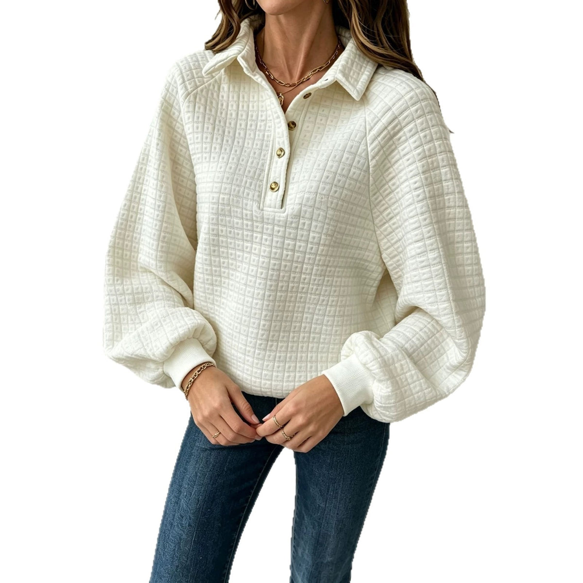 Collar long sleeved top